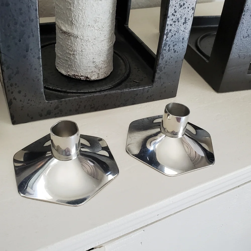 James R. Gagnon Signed Pewter Candle Holder Set, VINTAGE, Maker Featured Cartier
